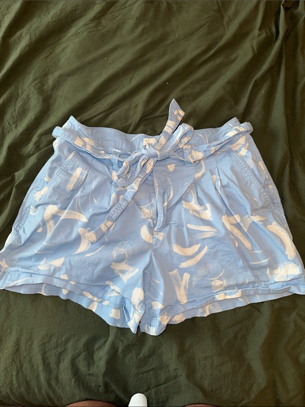 a new day Light Blue Printed Tie-Waist High-Rise Shorts